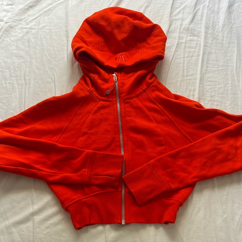 Lululemon cropped orange red zip up hoodie